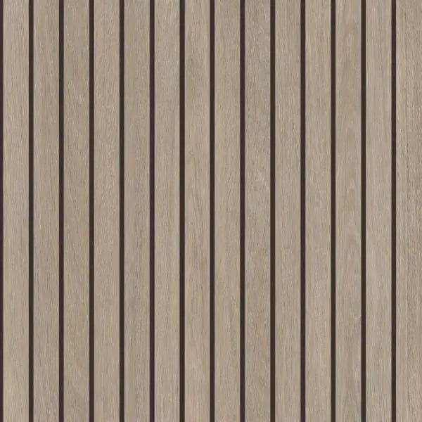 14 Slat Beige Grey Lorenzo Oak up close showing the texture and colour of the wall panel- Shower Panels - The Wall Works