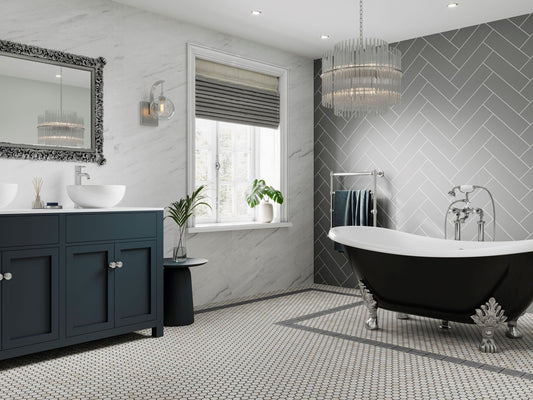 Dust Grey Herringbone - Shower Panels - The Wall Works