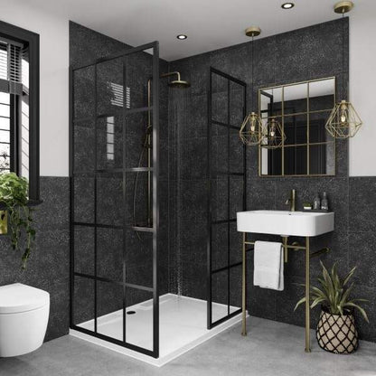 Multipanel Large Tile Black Mineral (Waterproof Wall Panels) - The Wall Works