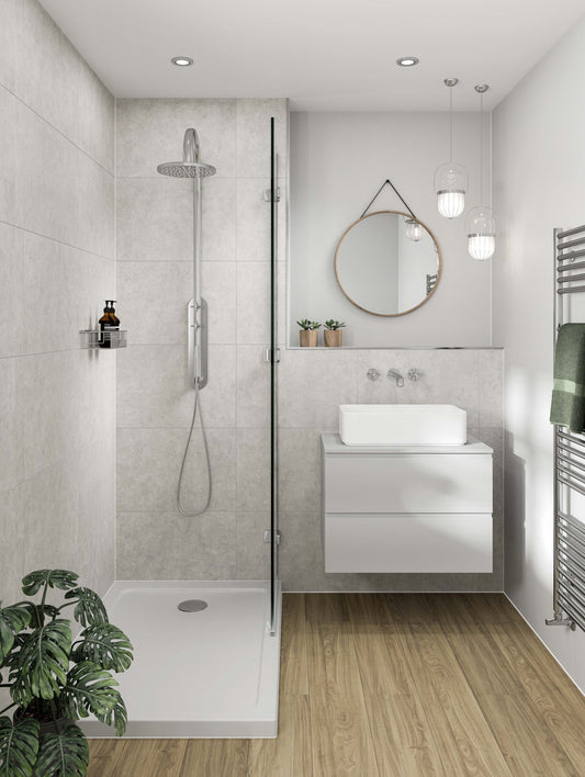 Multipanel Large Tile White Mineral (Waterproof Wall Panels) - The Wall Works