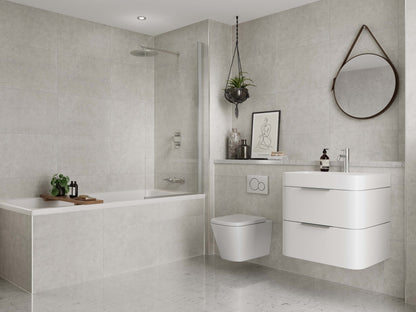 Multipanel Large Tile White Mineral (Waterproof Wall Panels) - The Wall Works