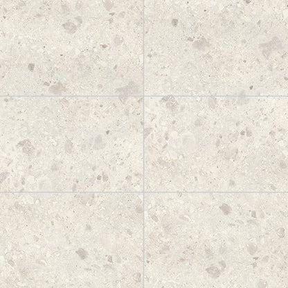 Multipanel Large Tile White Terrazzo  is being shown up close to display the textures and designs of the shower panels - wall panels - The Wall Works