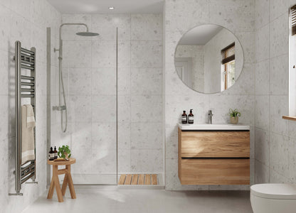 Multipanel Large Tile White Terrazzo (Waterproof Wall Panels) - The Wall Works