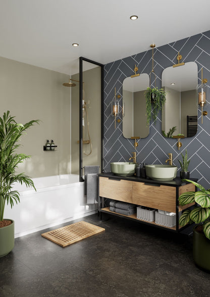 Multipanel Monument Grey HerringBone is being shown up close to display the textures and designs of the shower panels - wall panels - The Wall Works.