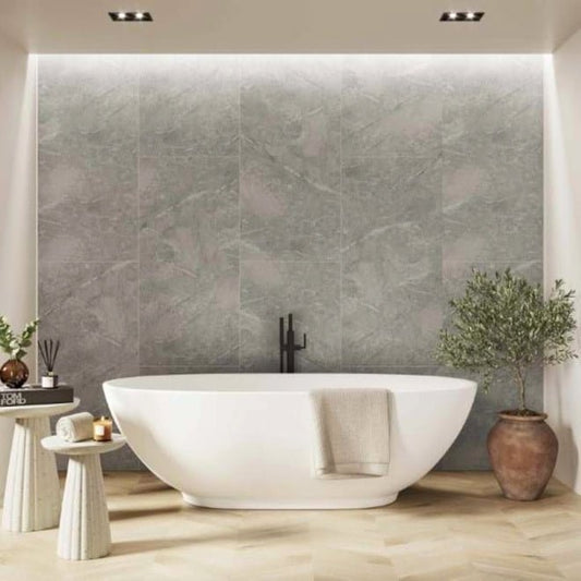 Multipanel XL offset White Terrazzo (Waterproof Wall Panels) - The Wall Works